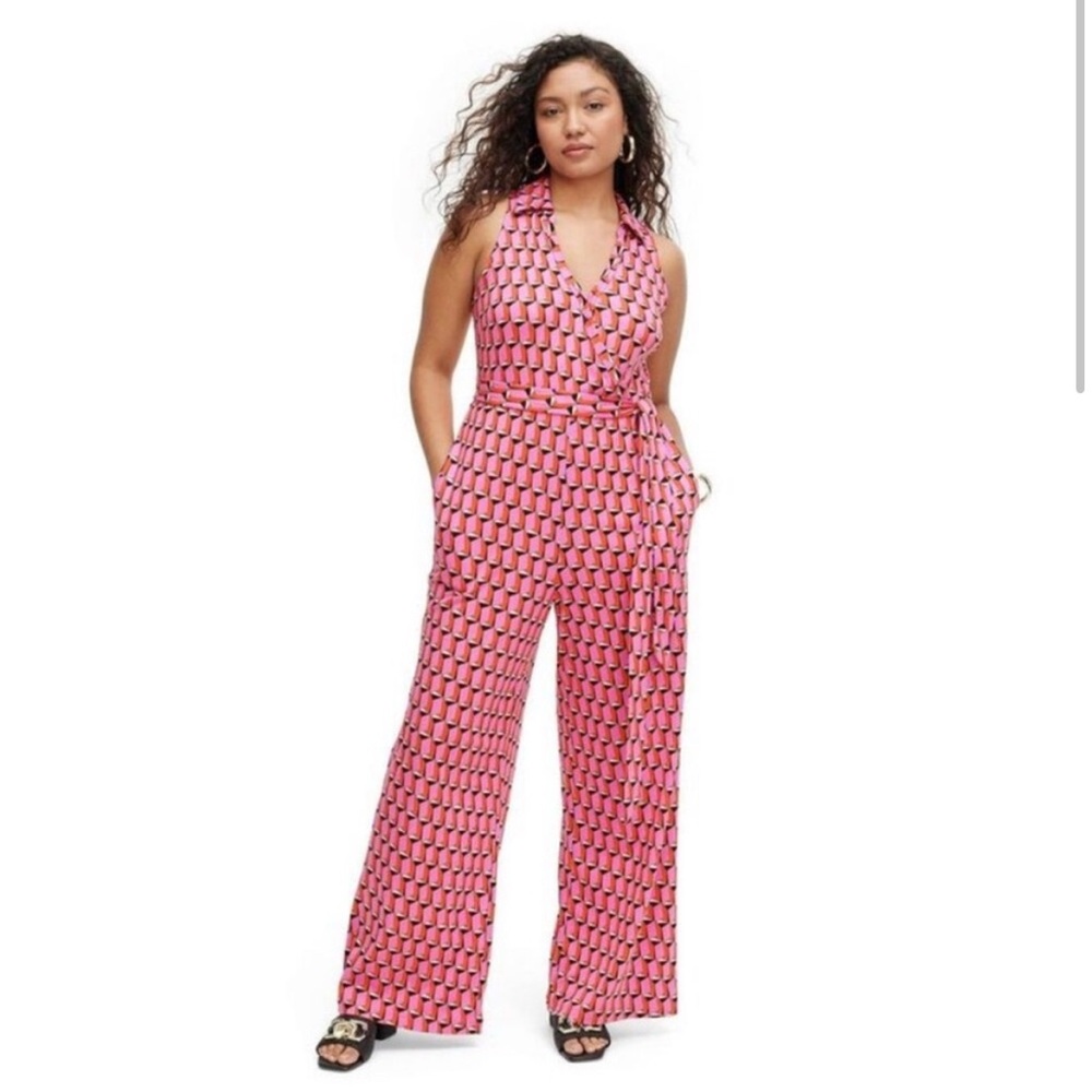 Diane von Furstenberg Pink and Red Geometric Dress